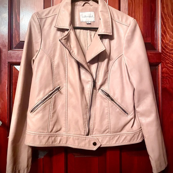 New women’s vegan leather mauve nude moto jacket size M - Picture 16 of 16